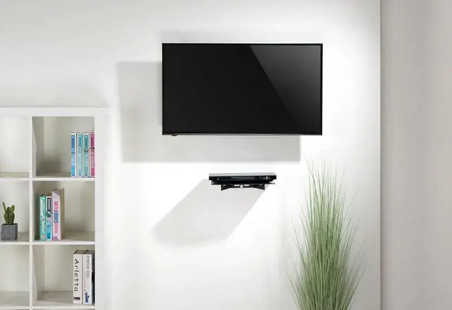 Alt view image 2 of 6 - Mount Plus DV202 Single Strengthened Tempered Shelf Wall Mount for Compact DVD Player, Compact Blu-ray, Cable Boxes, Games Consoles, TV Accessories