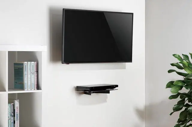 Alt view image 3 of 6 - Mount Plus DV202 Single Strengthened Tempered Shelf Wall Mount for Compact DVD Player, Compact Blu-ray, Cable Boxes, Games Consoles, TV Accessories