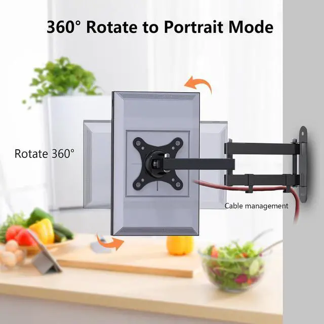 Alt view image 3 of 7 - Nuyoah Wall Mount for Echo Show 15, Echo Show 21 Wall Mounting Bracket with Extension Arm, Swivel Tilt Rotate and Easy to Adjust, Max VESA 100x100mm up to 33lbs