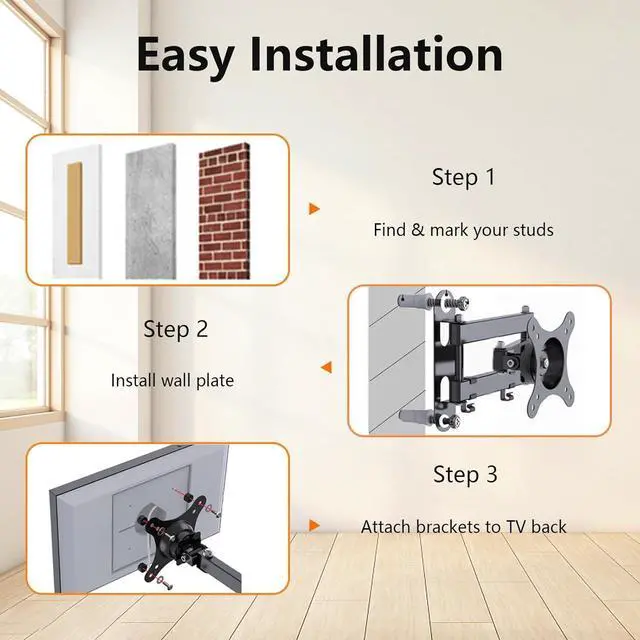 Alt view image 7 of 7 - Nuyoah Wall Mount for Echo Show 15, Echo Show 21 Wall Mounting Bracket with Extension Arm, Swivel Tilt Rotate and Easy to Adjust, Max VESA 100x100mm up to 33lbs