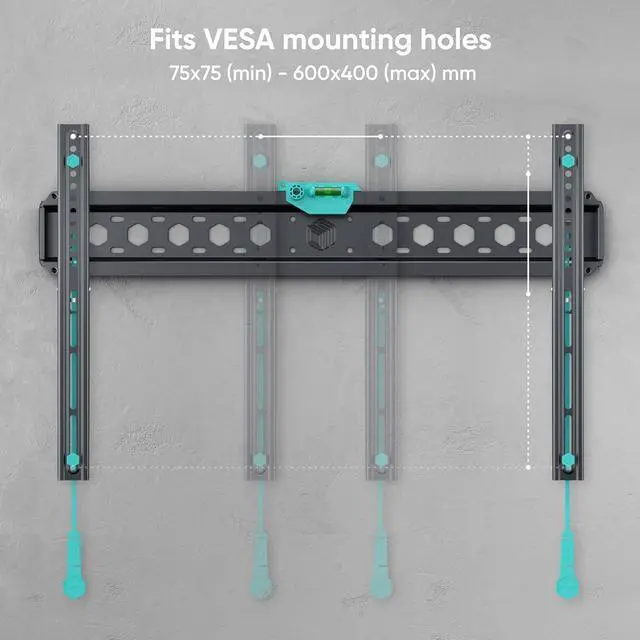 Alt view image 5 of 7 - ONKRON Fixed TV Wall Mount for 43-85 Inch Screen up to 150 lbs - Flat to Wall TV Mount Low Profile 75x75-600x400 VESA Ultra Thin TV Wall Mount Slim/Flush Wall Mount TV Bracket Flat Black