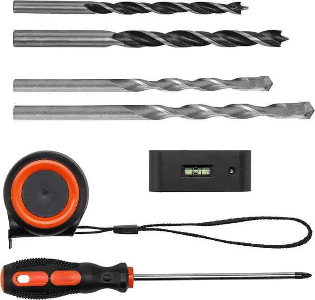 Main image of Mount-It! Universal TV Mount Installation Kit, 7-Piece Set Includes 2 Wood Drill Bits, 2 Concrete Drill Bits, 1 Stud Finder with Bubble Level, 1 Tape Measure, 1 Philipps Screwdriver