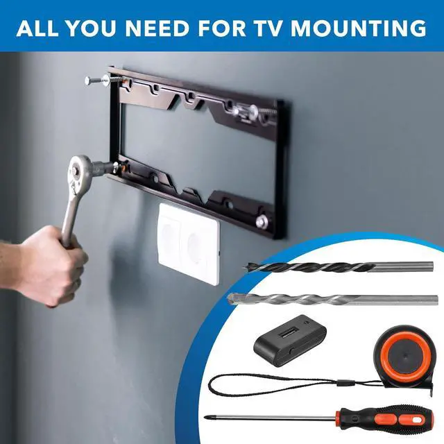 Alt view image 3 of 7 - Mount-It! Universal TV Mount Installation Kit, 7-Piece Set Includes 2 Wood Drill Bits, 2 Concrete Drill Bits, 1 Stud Finder with Bubble Level, 1 Tape Measure, 1 Philipps Screwdriver