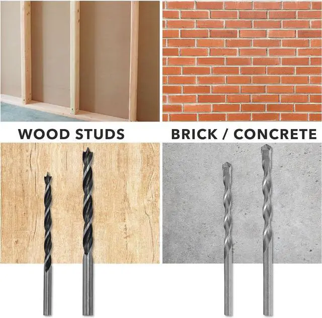 Alt view image 5 of 7 - Mount-It! Universal TV Mount Installation Kit, 7-Piece Set Includes 2 Wood Drill Bits, 2 Concrete Drill Bits, 1 Stud Finder with Bubble Level, 1 Tape Measure, 1 Philipps Screwdriver