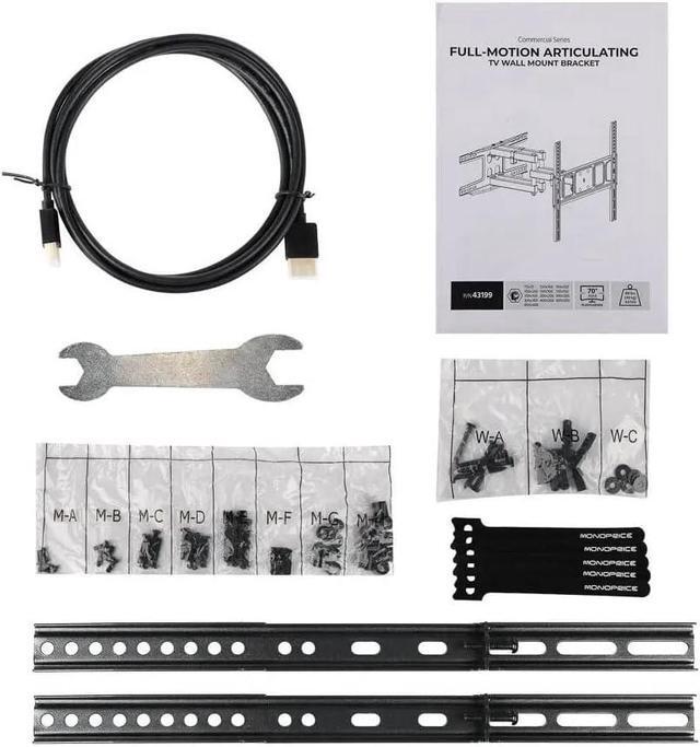 Alt view image 6 of 6 - Monoprice Commercial Full Motion TV Wall Mount Bracket for 32" to 70" TVs up to 88lbs, Max VESA 400x400, Fits Curved Screens