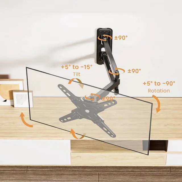Alt view image 3 of 7 - PL-223 Landscape to Portrait Vertical Rotation Full Motion TV Monitor Wall Mount Bracket Articulating Arms Swivel Tilt for Most 13" to 43" Flat Screen TV | Max VESA 200x200mm Up to 44lbs