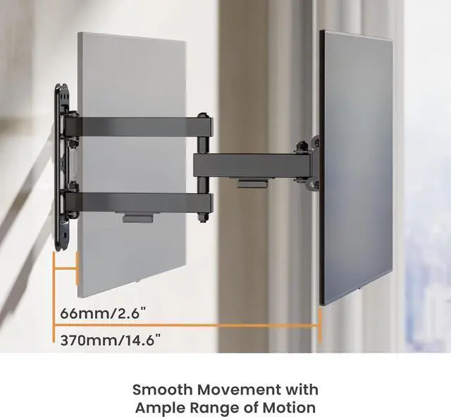 Alt view image 4 of 7 - PL-223 Landscape to Portrait Vertical Rotation Full Motion TV Monitor Wall Mount Bracket Articulating Arms Swivel Tilt for Most 13" to 43" Flat Screen TV | Max VESA 200x200mm Up to 44lbs
