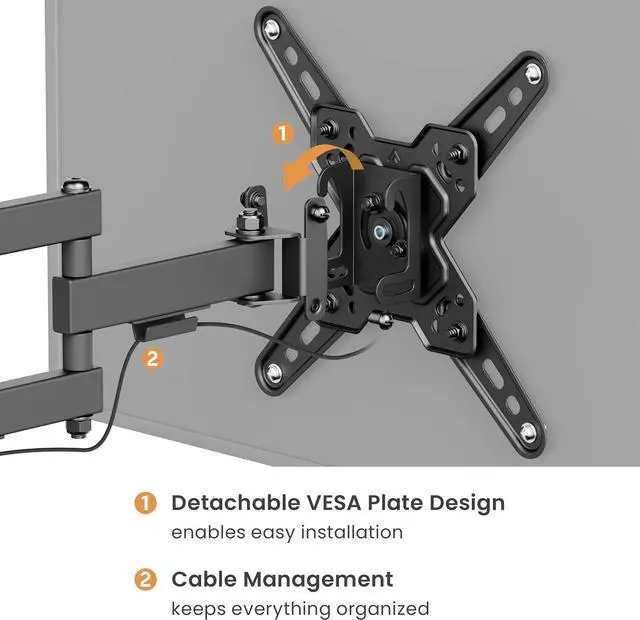 Alt view image 5 of 7 - PL-223 Landscape to Portrait Vertical Rotation Full Motion TV Monitor Wall Mount Bracket Articulating Arms Swivel Tilt for Most 13" to 43" Flat Screen TV | Max VESA 200x200mm Up to 44lbs