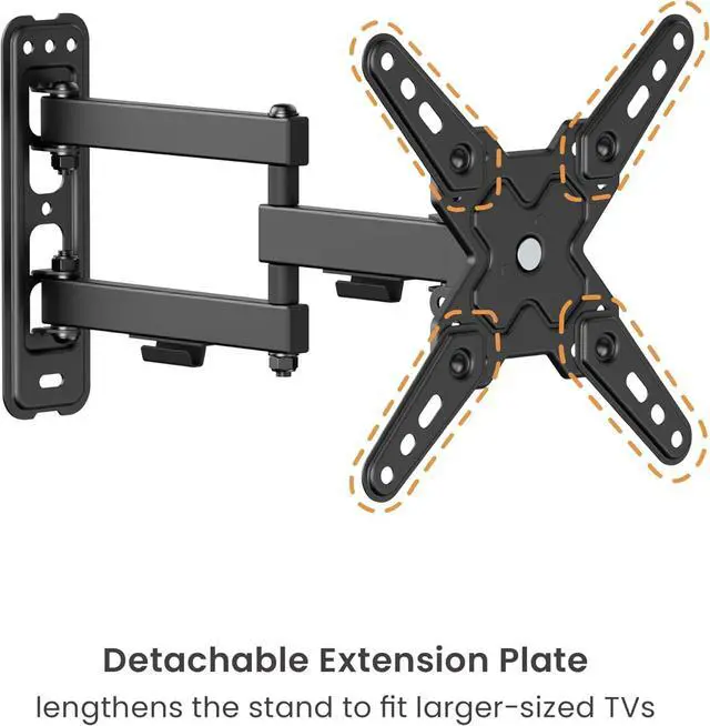 Alt view image 6 of 7 - PL-223 Landscape to Portrait Vertical Rotation Full Motion TV Monitor Wall Mount Bracket Articulating Arms Swivel Tilt for Most 13" to 43" Flat Screen TV | Max VESA 200x200mm Up to 44lbs