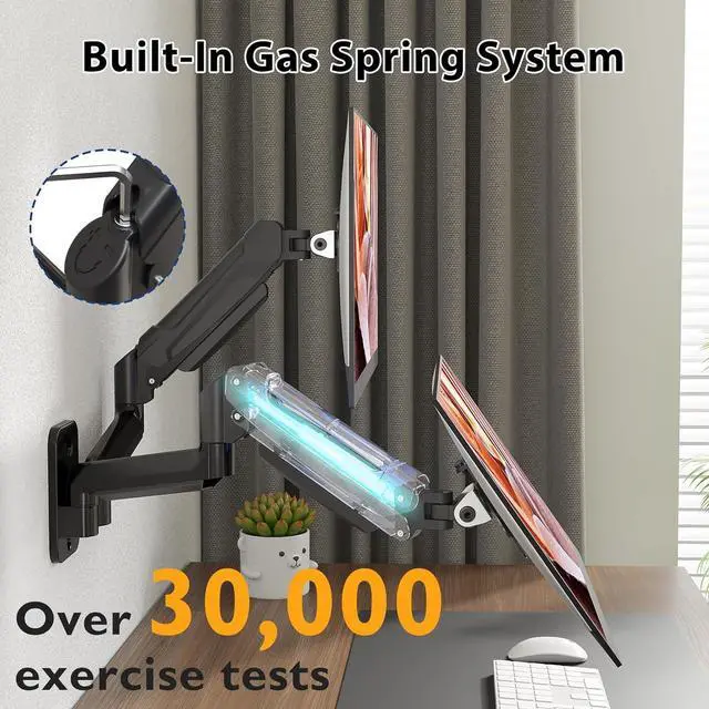 Alt view image 6 of 7 - BONTEC Monitor Wall Mount Bracket for 13-32 Inch Screens, Fully Adjustable Gas Spring Monitor Arm, Height Adjustable, Tilt Swivel & Rotate, Holds up to 19.8 lbs, VESA 75x75, 100x100 mm
