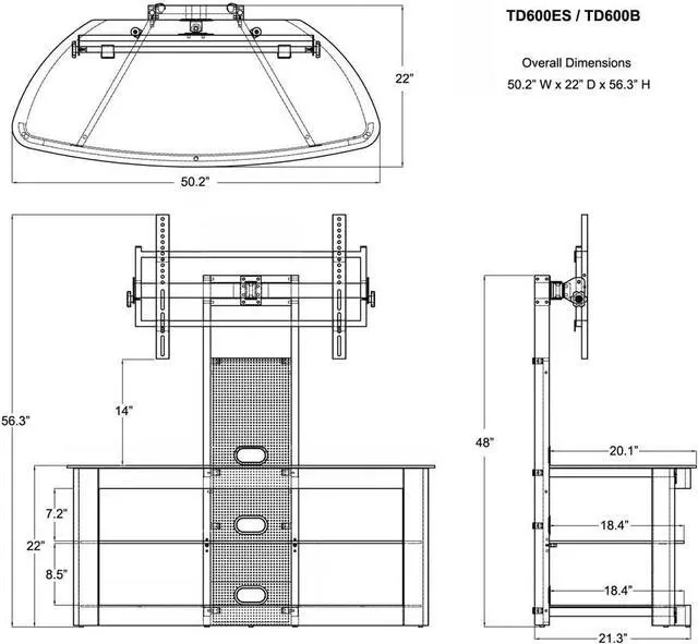 Alt view image 3 of 4 - TransDeco TV stand with mount for 35-80 inch television, Espresso/Black