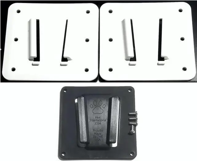 Main image of PAW International Polymer (Plastic) RV TV Bracket, White 3 Piece Set: 2-White Wall Mounts and 1-TV Bracket VESA 100x100mm (4"x4")