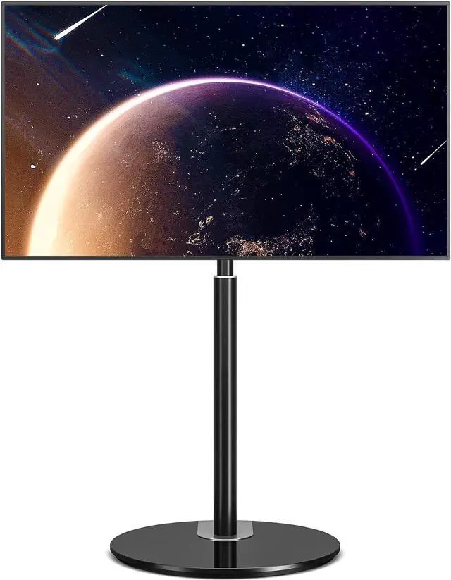 Main image of Rfiver Swivel Floor TV Stand with 90 Degree Swivel for 32-65 inch LCD LED TV, Modern Simple Design Black Corner TV Floor Stand with Round Glass Base, VESA 400x400 mm