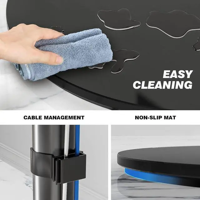 Alt view image 6 of 7 - Rfiver Swivel Floor TV Stand with 90 Degree Swivel for 32-65 inch LCD LED TV, Modern Simple Design Black Corner TV Floor Stand with Round Glass Base, VESA 400x400 mm