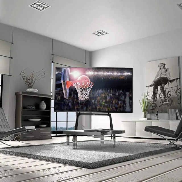 Alt view image 2 of 7 - AVLT Studio Steel Quad TV Floor Stand for 65" to 86" VESA Screens - Supports Up to 132 LBS (60 KG) - Includes Anti-tip Restraint Kit (Black)