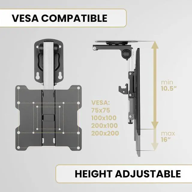 Alt view image 5 of 7 - ZeboZap ZZTVC8022 Flip Down Ceiling TV and Monitor Mount | Gazebo| RV TV Mount | Kitchen Overhead & Under Cabinet Mount | Height Adjustable | Holds 44lbs | Fits Screens 13" to 37"