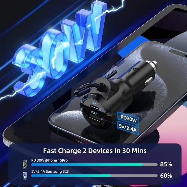 Alt view image 6 of 7 - 54W Bluetooth 5.3 FM Transmitter Car Adapter with Phone Holder 3-in-1, HiFi Bass Sound, Hands-Free Calling, 36W PD, QC 18W Supports TF/SD Card 64G AUX USB Flash Drive for iPhone Android Phone