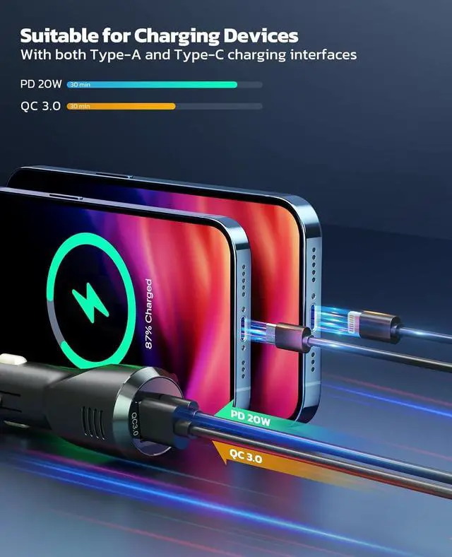 Alt view image 6 of 7 - Nulaxy Bluetooth 5.3 Car Adapter with Air Vent Installation & DSP Noise Cancellation, QC3.0 & Type-C PD Car Charger Wireless FM Radio Transmitter Supports Bass & Treble Boost