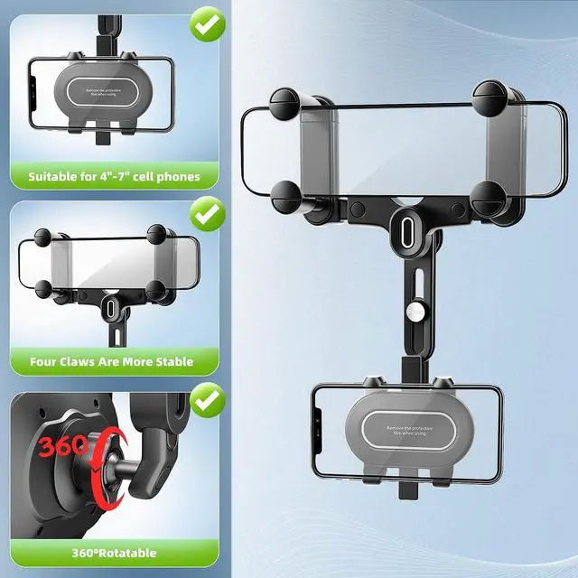 Alt view image 6 of 7 - SXhyf Rear View Mirror Phone Holder, 2023 Rotatable and Retractable Car Phone Mount, Cell Phone Holder Car Fit for iPhone 11 12 13 14 Pro Max Samsung All Phone
