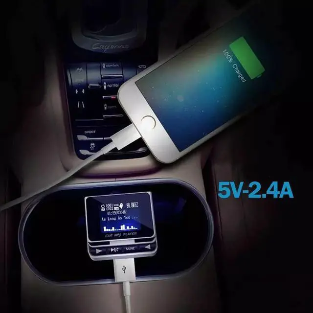 Alt view image 4 of 7 - Bluetooth FM Transmitter for Car, Wireless Car Radio Adapter, Handsfree Auto Kit with Remote Control, MP3 Music Player Support USB Charger Siri Google Assistant U Disk/TF Card/Aux
