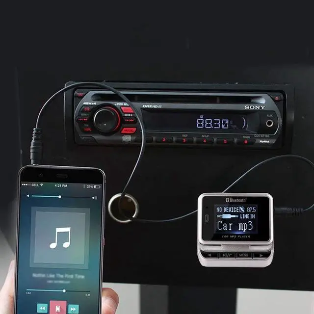 Alt view image 5 of 7 - Bluetooth FM Transmitter for Car, Wireless Car Radio Adapter, Handsfree Auto Kit with Remote Control, MP3 Music Player Support USB Charger Siri Google Assistant U Disk/TF Card/Aux