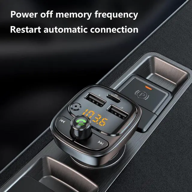 Alt view image 5 of 7 - Bluetooth 5.3 FM Transmitter Car Adapter, Wireless Radio MP3 Player Stereo Music Audio Receiver Hands Free Calling, 42W (PD 30W & 12W) USB C Car Charger for iPhone, Support TF Card & USB Disk (Black)