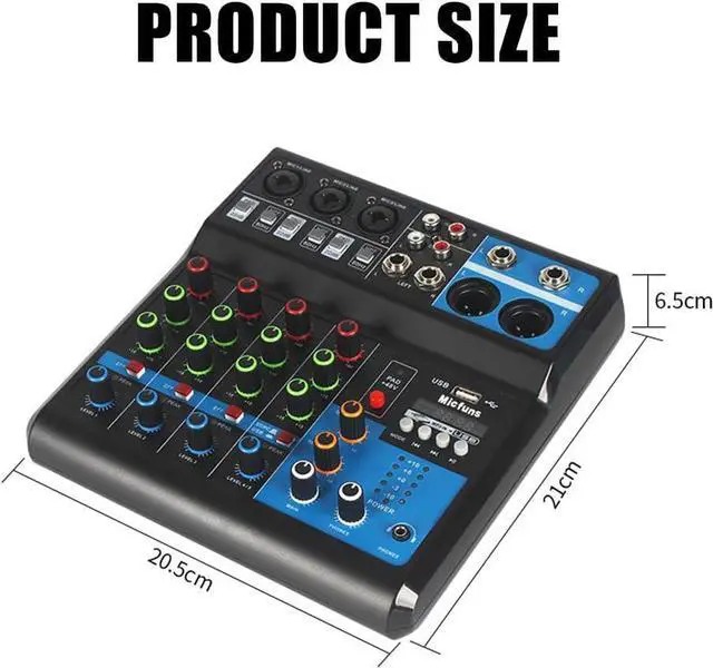 Alt view image 6 of 7 - Mini audio DJ mixer Sound Board Console System,5 Channel 48V Phantom Power with Bluetooth USB MP3 Stereo live DJ Studio Streaming for professional recording party KTV stage