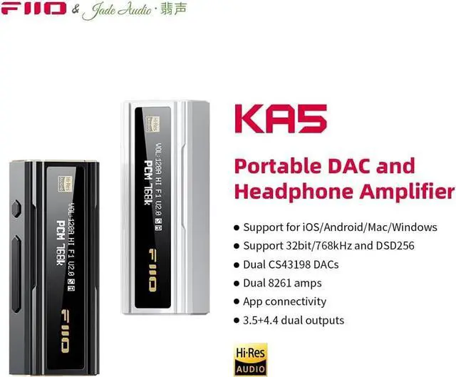 Alt view image 3 of 6 - FiiO KA5 USB DAC Headphone Amp with 3.5mm and 4.4mm Outputs