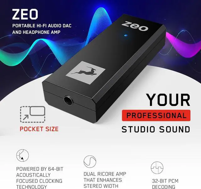 Alt view image 2 of 6 - Antelope Audio ZEO Portable DAC Audio Converter Hi-Fi & Headphone Amplifier - High Resolution DAC/Amp Dongle w/USB Input & 3.5Mm Output for PC, Smartphone - Compatible w/iOS, Android, macOS, Windows