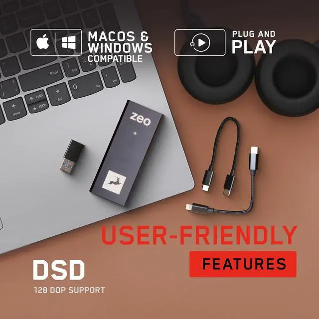 Alt view image 3 of 6 - Antelope Audio ZEO Portable DAC Audio Converter Hi-Fi & Headphone Amplifier - High Resolution DAC/Amp Dongle w/USB Input & 3.5Mm Output for PC, Smartphone - Compatible w/iOS, Android, macOS, Windows