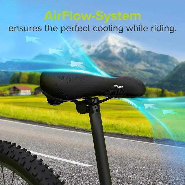 Alt view image 4 of 7 - VELMIA Bicycle Saddle - Comfortable Saddle for Men and Women - 3 Zone Concept - Waterproof Bicycle Seat with Ergonomic Design