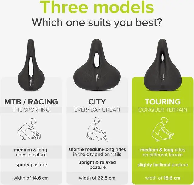 Alt view image 5 of 7 - VELMIA Bicycle Saddle - Comfortable Saddle for Men and Women - 3 Zone Concept - Waterproof Bicycle Seat with Ergonomic Design