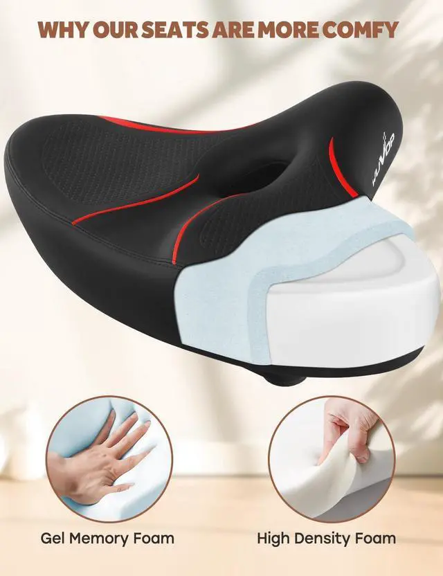 Alt view image 5 of 7 - Oversized Bike Seat for Peloton Bike & Bike+, Comfort Bicycle Seat Replacement for Men & Women, Extra Wide Bike Saddle Compatible with Peloton, Echelon, Exercise, Electric, Cruiser Bikes