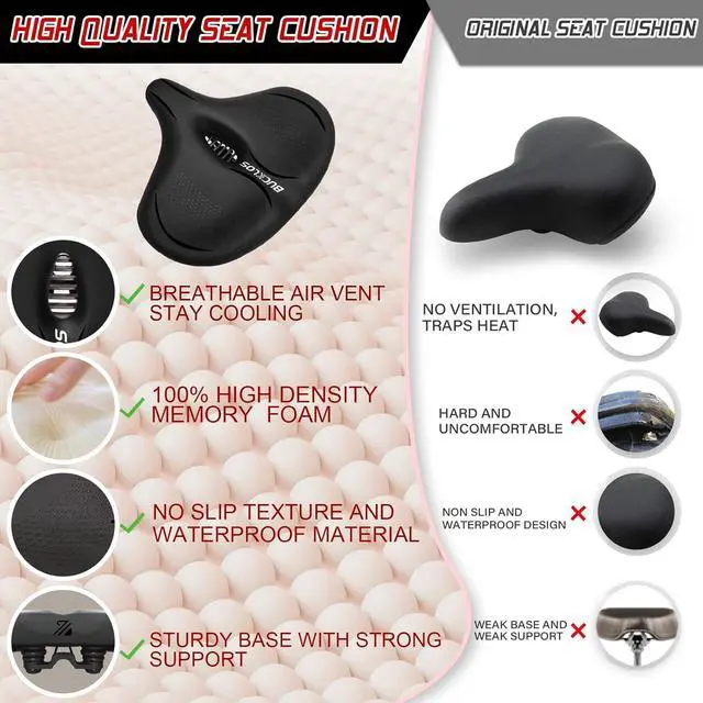 Alt view image 3 of 7 - BUCKLOS Wide Bike Seat for Men Women Ebike Seats Comfort Extra Large Comfortable Bicycle Seats Saddle for Ebike/Crusier/Exercise/Peloton Bike