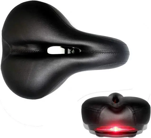 Alt view image 2 of 4 - DRBIKE Wide Bike Seat with Taillight for Men Women, Comfortable Bicycle Saddle with Rear Light, Shock Absorbing, Waterproof Bike Saddle Replacement for Mountain, Road, Touring & Cruiser Bikes, Black