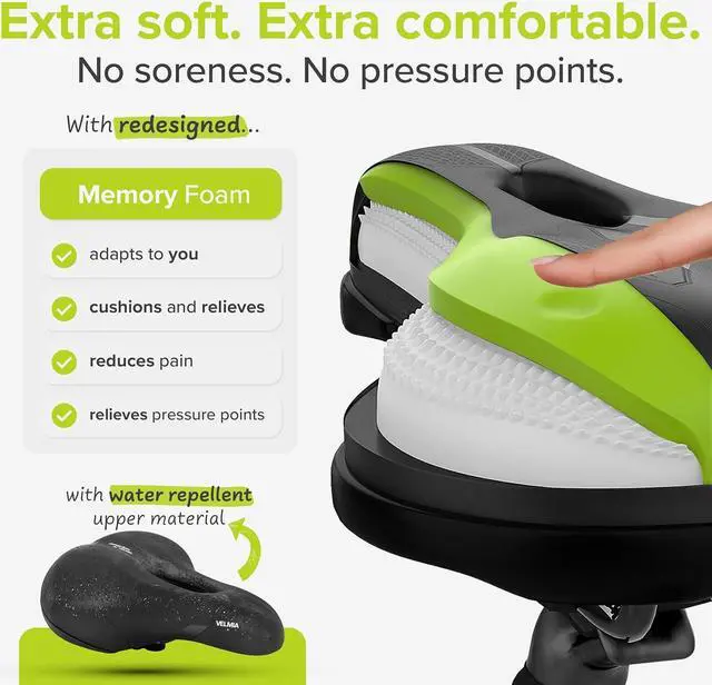 Alt view image 3 of 7 - VELMIA Bicycle Saddle - Comfortable Saddle for Men and Women - 3 Zone Concept - Waterproof Bicycle Seat with Ergonomic Design