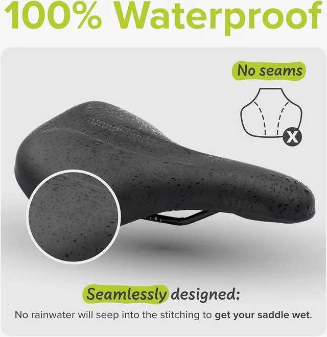 Alt view image 4 of 7 - VELMIA Bike Seat 100% Waterproof I Bicycle Seat with Ergonomic Design - Bike Seats for Men and Women - Perfect for Trek Bikes & Peloton I Mountain Bike seat, Bike Saddle