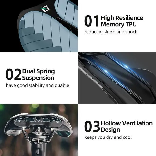 Alt view image 7 of 7 - ROCKBROS Mountain Bike Saddle MTB Saddle Bicycle Saddle Comfortable Memory TPU Cushion for Road MTB ebike Riding Specialized