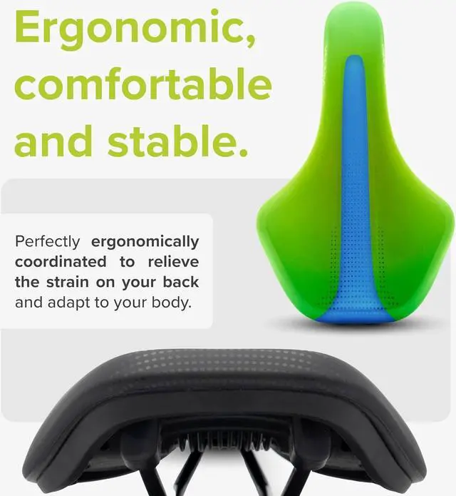 Alt view image 3 of 7 - VELMIA Bike Seat 100% Waterproof I Bicycle Seat with Ergonomic Design - Bike Seats for Men and Women - Perfect for Trek Bikes & Peloton I Mountain Bike seat, Bike Saddle