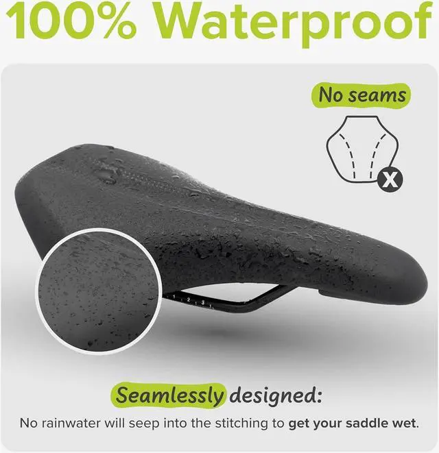 Alt view image 4 of 7 - VELMIA Bike Seat 100% Waterproof I Bicycle Seat with Ergonomic Design - Bike Seats for Men and Women - Perfect for Trek Bikes & Peloton I Mountain Bike seat, Bike Saddle