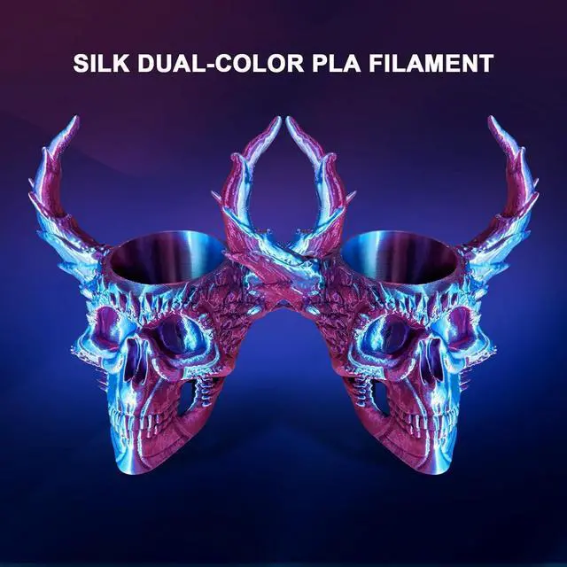 Alt view image 3 of 6 - YOUSU Silk PLA Filament 1.75mm, 3D Printer Filament Dual Color Coextrusion Filament Silk Rose-Red Blue Color Change PLA, Compatible with Most of 3D Printer.