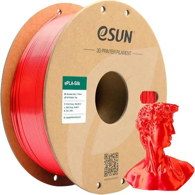 Main image of eSUN Silk PLA Filament 1.75mm, Silky Shiny 3D Printer Filament PLA, Dimensional Accuracy +/- 0.05mm, 1KG Spool (2.2 LBS) 3D Printing Filament for 3D Printers, Silk Red