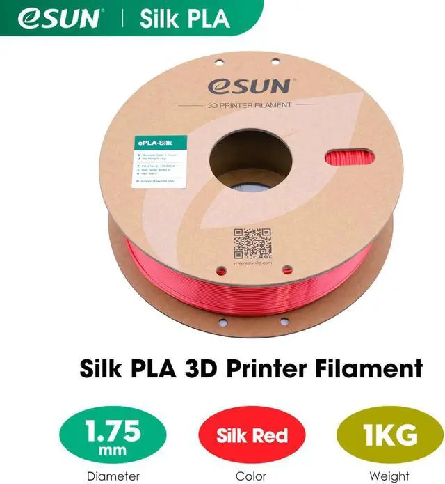 Alt view image 2 of 7 - eSUN Silk PLA Filament 1.75mm, Silky Shiny 3D Printer Filament PLA, Dimensional Accuracy +/- 0.05mm, 1KG Spool (2.2 LBS) 3D Printing Filament for 3D Printers, Silk Red