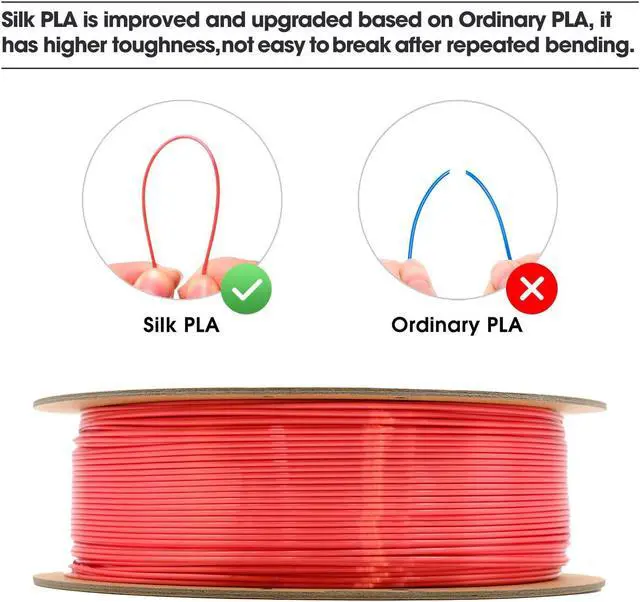 Alt view image 5 of 7 - eSUN Silk PLA Filament 1.75mm, Silky Shiny 3D Printer Filament PLA, Dimensional Accuracy +/- 0.05mm, 1KG Spool (2.2 LBS) 3D Printing Filament for 3D Printers, Silk Red