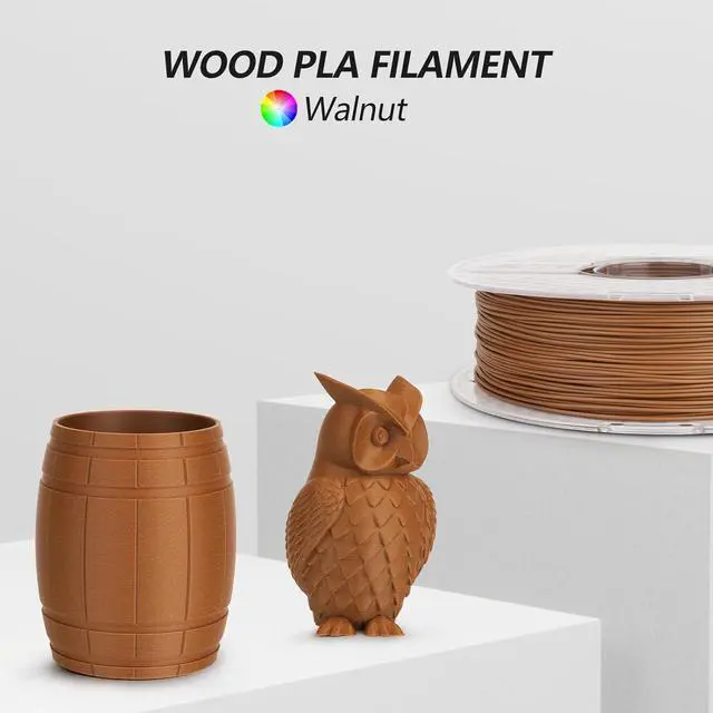 Alt view image 2 of 7 - AMOLEN Wood 3D Printer Filament Dark Walnut 1.75mm +/-0.02mm PLA 3D Printing Filament pla Filament with Real Wood Fiber Texture Filament,1KG