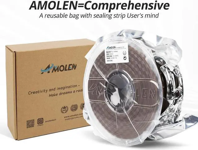 Alt view image 6 of 7 - AMOLEN Wood 3D Printer Filament Dark Walnut 1.75mm +/-0.02mm PLA 3D Printing Filament pla Filament with Real Wood Fiber Texture Filament,1KG