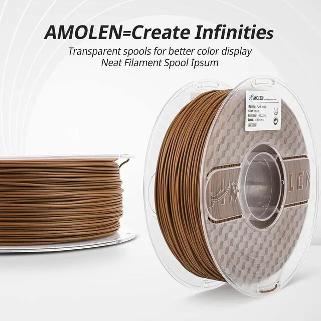 Alt view image 5 of 7 - AMOLEN Wood 3D Printer Filament Dark Walnut 1.75mm +/-0.02mm PLA 3D Printing Filament pla Filament with Real Wood Fiber Texture Filament,1KG