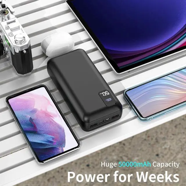 Alt view image 2 of 7 - Power Bank 50000mAh 22.5W Fast Charging Portable Charger USB-C Quick Charge with 3 Outputs & 2 Inputs LED Display Huge Capacity External Battery Pack for Most Electronic Devices on The Market