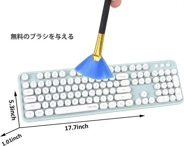 Alt view image 3 of 7 - UBOTIE Colorful Computer Wireless Keyboard Mouse Combos, Typewriter Flexible Keys Office Full-Sized Keyboard, 2.4GHz Dropout-Free Connection and Optical Mouse (Green-White)
