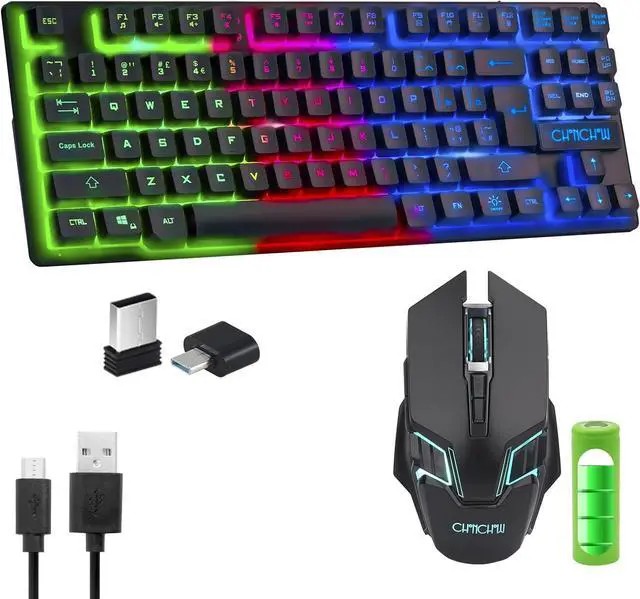 Main image of Gaming Wireless TKL Keyboard Mouse Combo Rechargeable LED Backlit Tenkeyless Compact 87 Keys 6 Button for Computer Laptop PS4 PS5 Switch Compatible with Windows XP/7/8/10 iMac MacBook Xbox one X